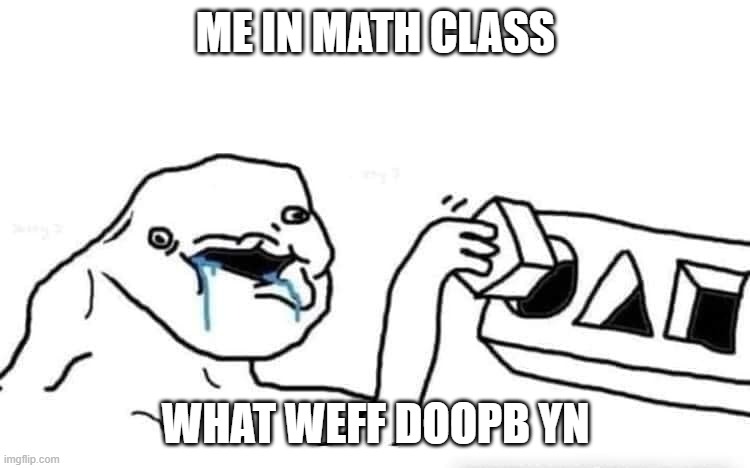 Stupid dumb drooling puzzle | ME IN MATH CLASS; WHAT WEFF DOOPB YN | image tagged in stupid dumb drooling puzzle | made w/ Imgflip meme maker