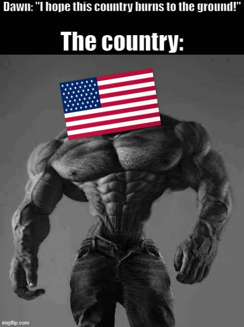 MURICAAAAAA | Dawn: "I hope this country burns to the ground!"; The country: | made w/ Imgflip meme maker