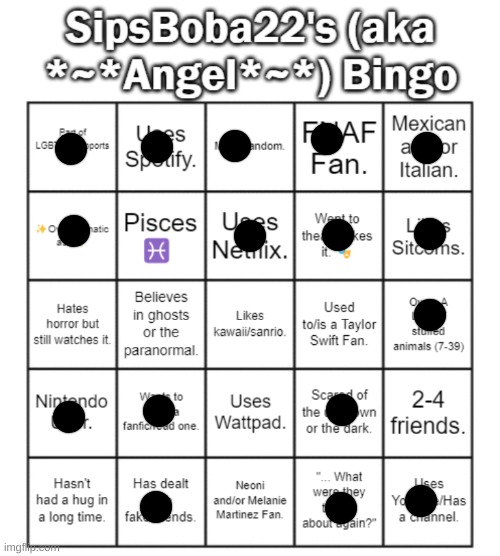 I'm spanish but like... I'm practically italian tbh. | image tagged in sipsboba22 aka angel 's bingo card | made w/ Imgflip meme maker