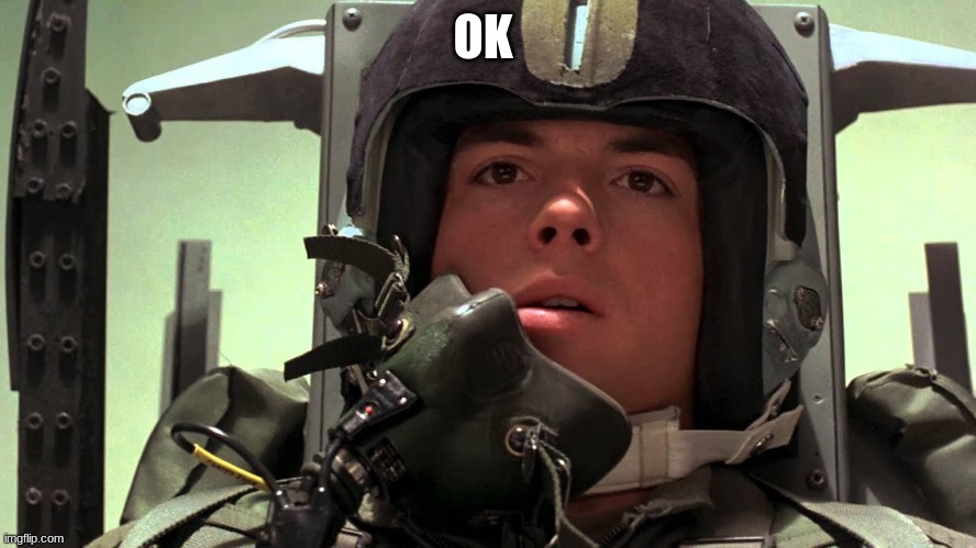 fighter pilot | OK | image tagged in fighter pilot | made w/ Imgflip meme maker