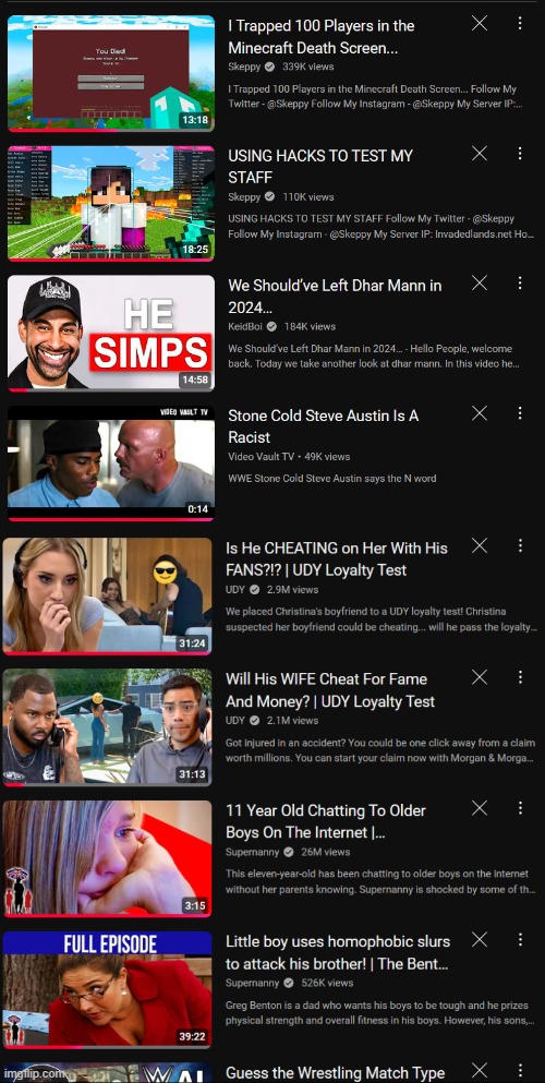 heres my youtube history to prove im not a gooner | made w/ Imgflip meme maker