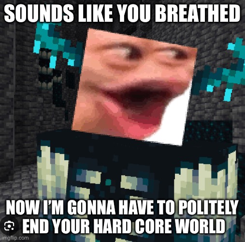 SSHHHHH | SOUNDS LIKE YOU BREATHED; NOW I’M GONNA HAVE TO POLITELY
 END YOUR HARD CORE WORLD | image tagged in minecraft | made w/ Imgflip meme maker