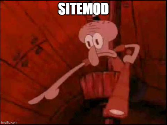 Squidward pointing | SITEMOD | image tagged in squidward pointing | made w/ Imgflip meme maker