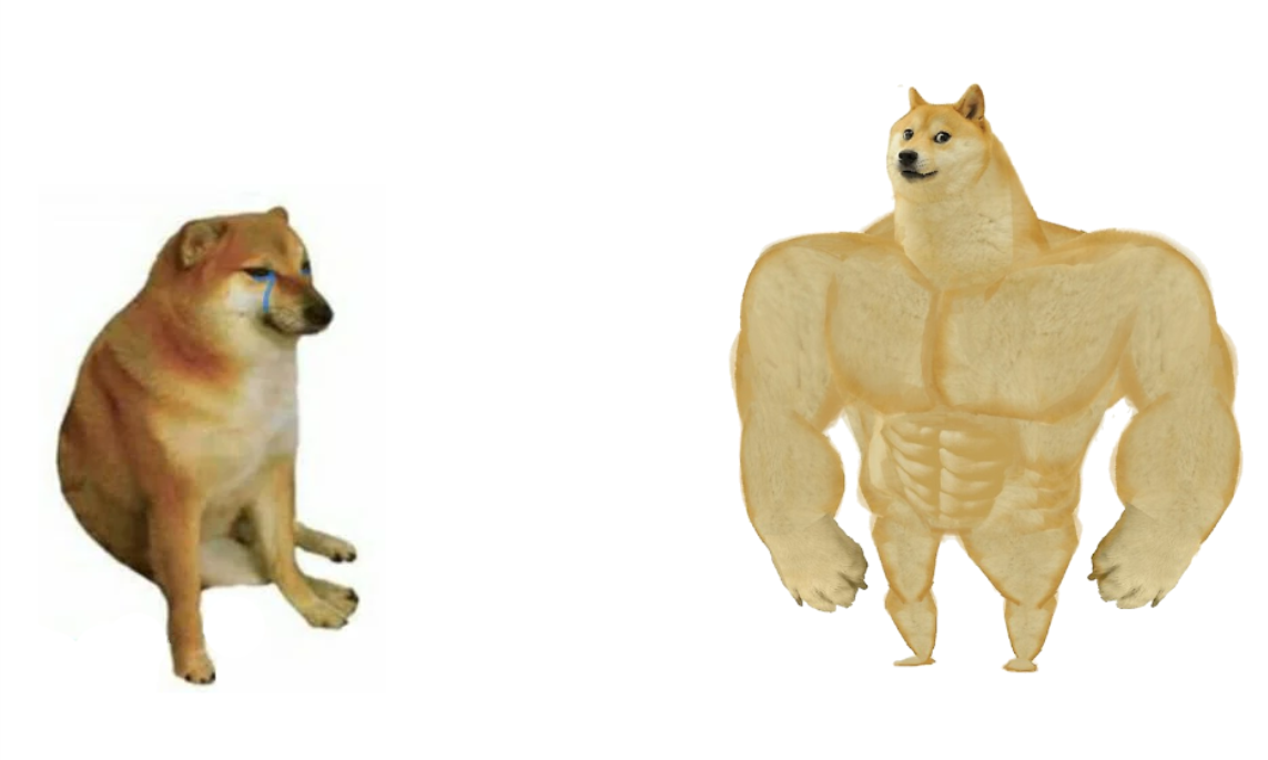 Cheems to Buff Dog Blank Meme Template