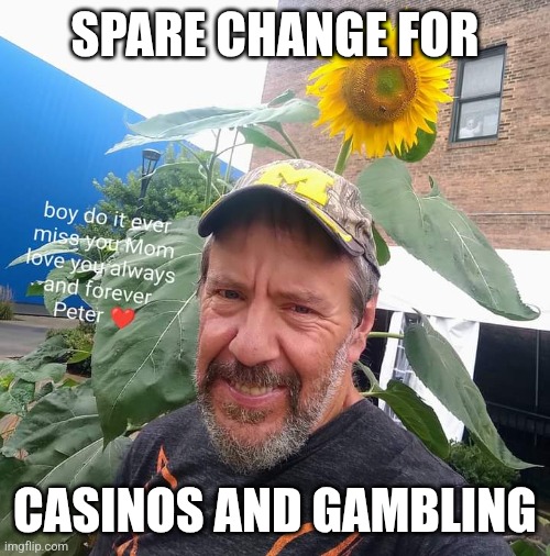 Spare Change For ??? | SPARE CHANGE FOR; CASINOS AND GAMBLING | image tagged in peter plant,gambling,casino,funny,memes | made w/ Imgflip meme maker