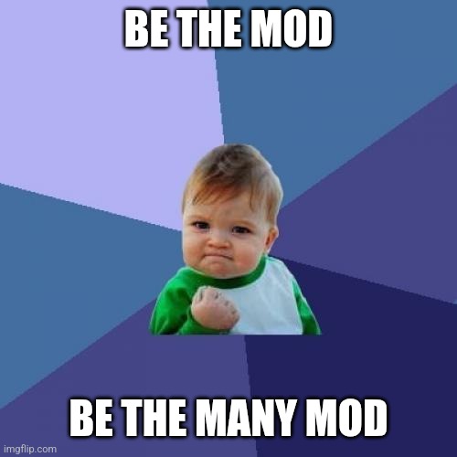 Ye | BE THE MOD; BE THE MANY MOD | image tagged in memes,success kid | made w/ Imgflip meme maker