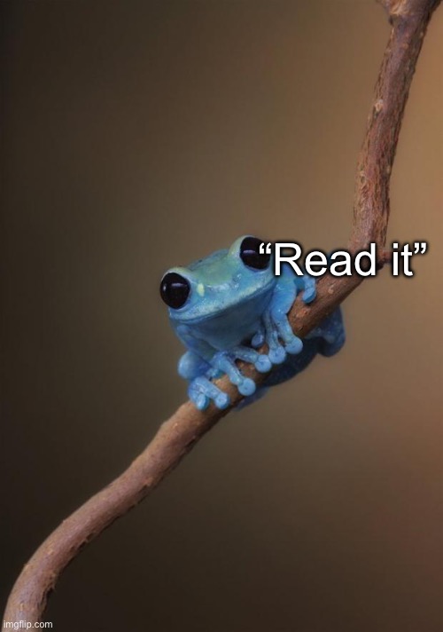 small fact frog | “Read it” | image tagged in small fact frog | made w/ Imgflip meme maker