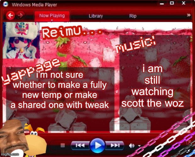 Reimu... Temp | i am still watching scott the woz; i’m not sure whether to make a fully new temp or make a shared one with tweak | image tagged in reimu temp | made w/ Imgflip meme maker