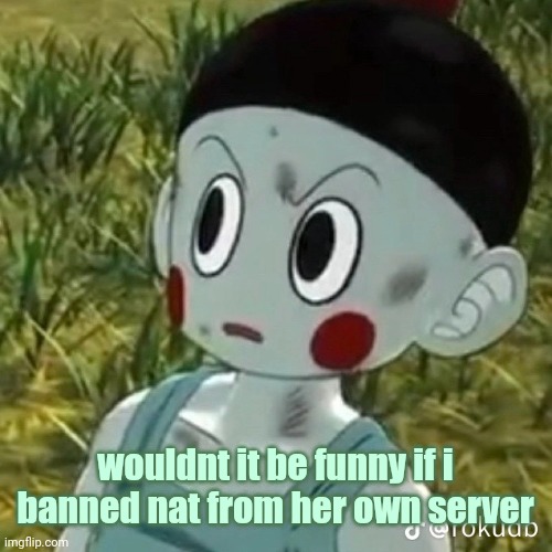 BITCH? | wouldnt it be funny if i banned nat from her own server | image tagged in bitch | made w/ Imgflip meme maker