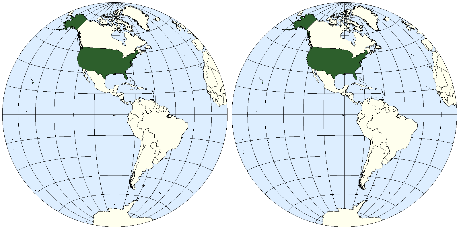 US locator map in Western hemisphere (double) Blank Meme Template