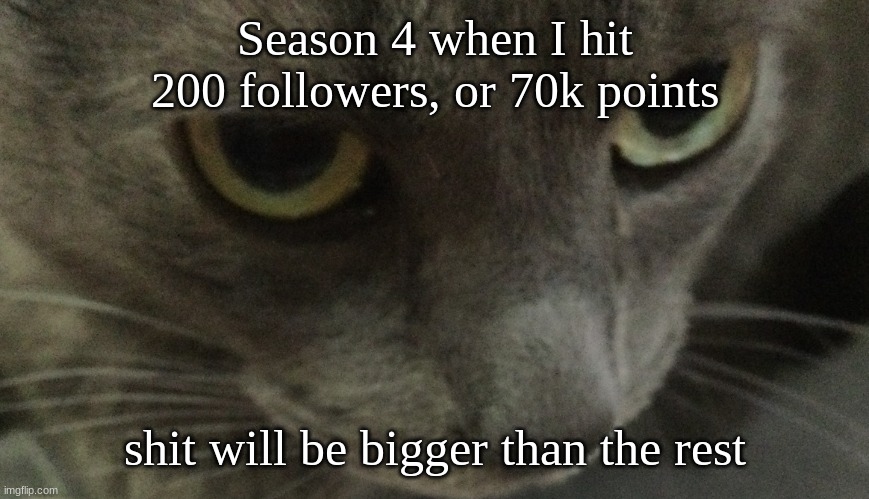 Sweetie | Season 4 when I hit 200 followers, or 70k points; shit will be bigger than the rest | image tagged in sweetie | made w/ Imgflip meme maker