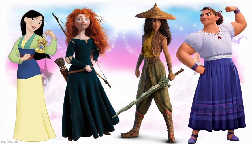 The Strong Princesses Along With Luisa Madrigal | image tagged in disney princess,disney princesses,strong,brave,luisa madrigal,encanto | made w/ Imgflip meme maker