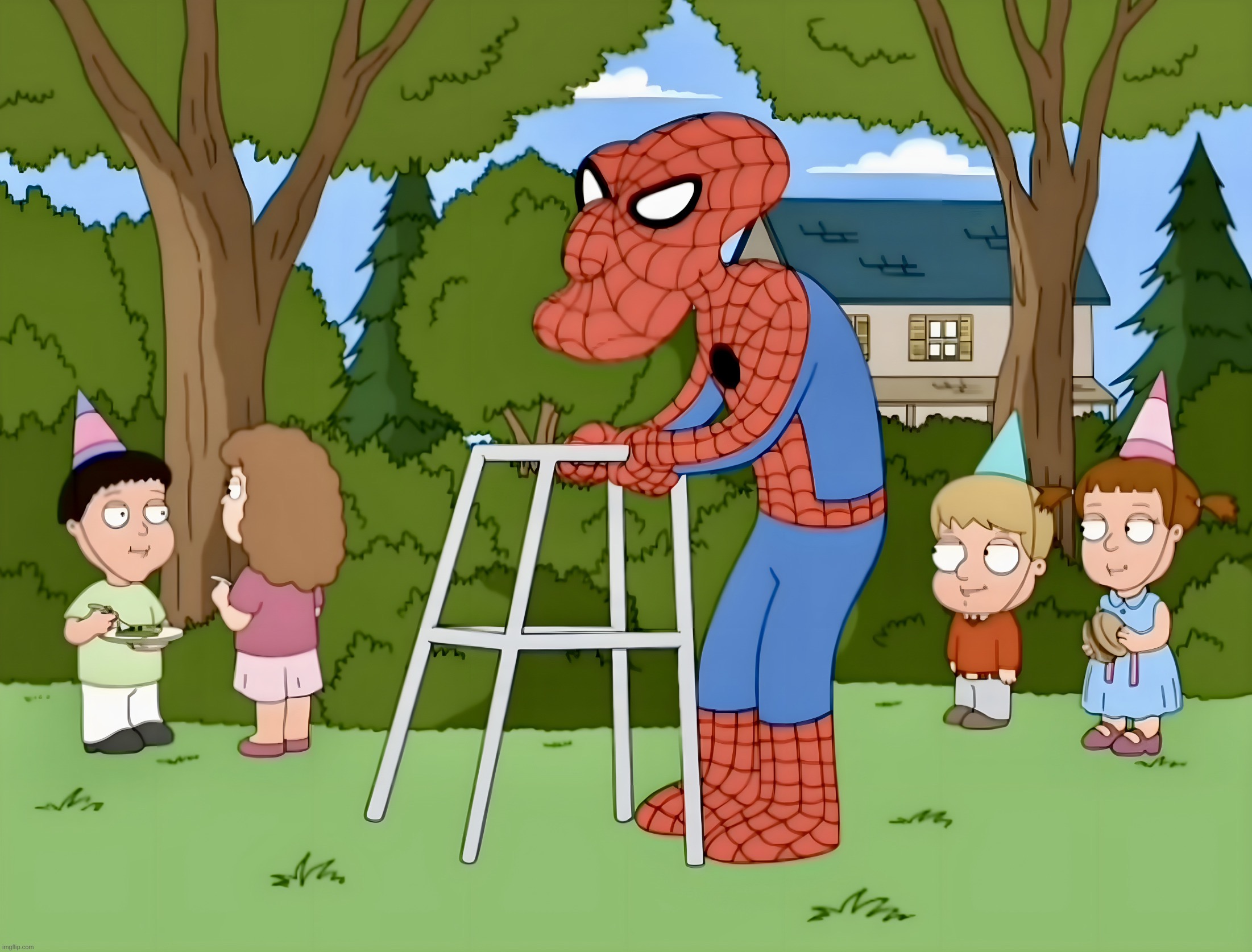 The Septuagenarian Spider-Man — Nursing Home | image tagged in spider-man,spiderman,memes,superhero,family guy,old man | made w/ Imgflip meme maker