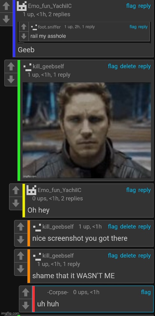 let me make something clear. FOOT.SNIFFER made that comment. NOT ME | made w/ Imgflip meme maker