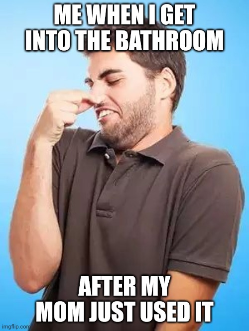 Not even toilet spray can help | ME WHEN I GET INTO THE BATHROOM; AFTER MY MOM JUST USED IT | image tagged in that's stinky man,my mom,stinky | made w/ Imgflip meme maker