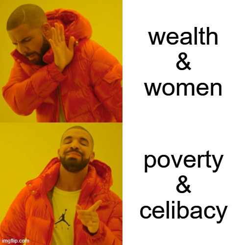 Drake Hotline Bling Meme | wealth
&
women poverty
&
celibacy | image tagged in memes,drake hotline bling | made w/ Imgflip meme maker