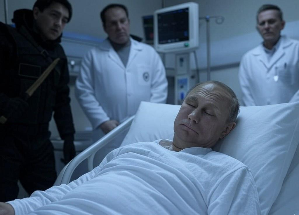 Vladimir Putin in hospital bed Vampire hunter wooden stake Blank Meme Template