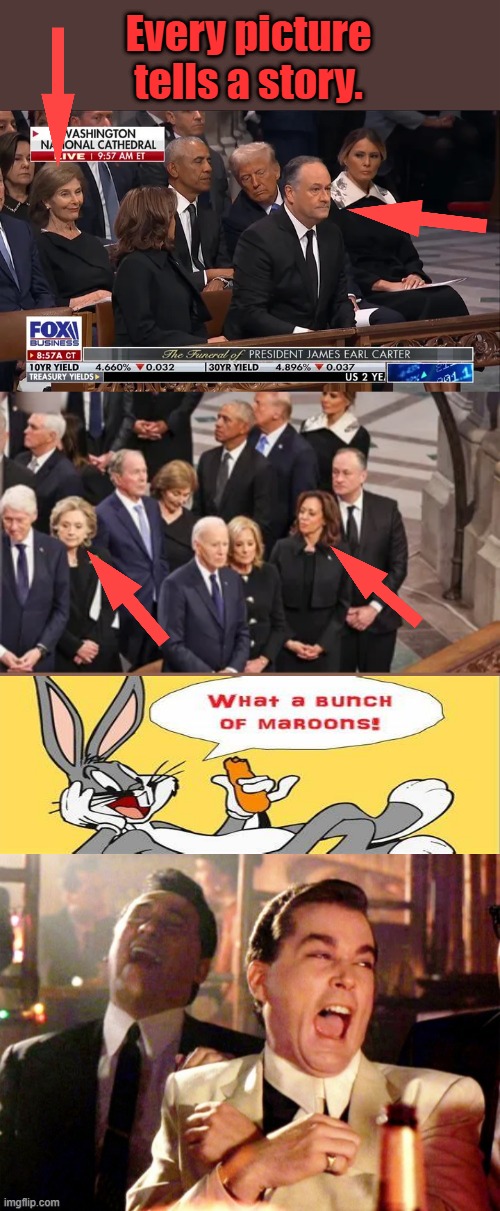 NO JOY IN DC today..Laurel B looks stoned, Clintons look paniced, Barry looks like the rat that ate the cheese. | Every picture tells a story. | made w/ Imgflip meme maker