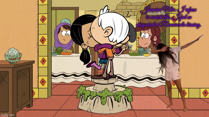 Jasmine Mir Is Disgusted At Ronniecoln Kissing | Jasmine Mir: I refuse to watch this. I feel so disgusted at Ronniecoln kissing. | image tagged in pretty girl,girl,nickelodeon,the loud house,lincoln loud,ronnie anne santiago | made w/ Imgflip meme maker