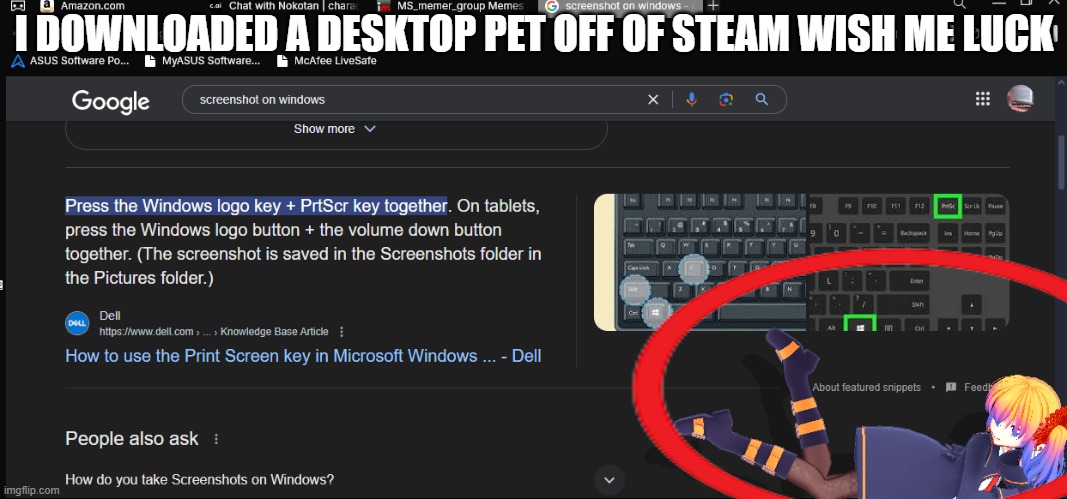 I DOWNLOADED A DESKTOP PET OFF OF STEAM WISH ME LUCK | made w/ Imgflip meme maker