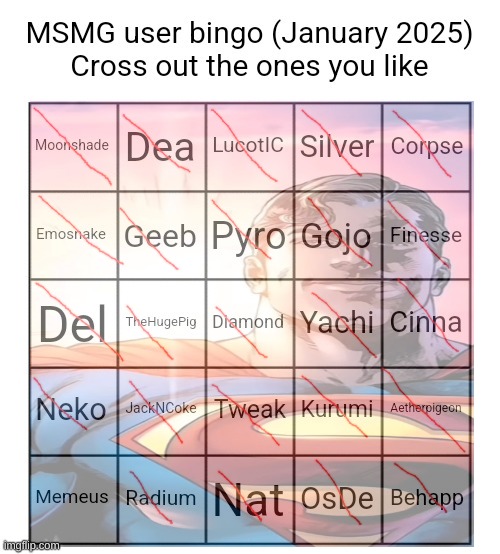 image tagged in msmg user bingo january 2025 | made w/ Imgflip meme maker