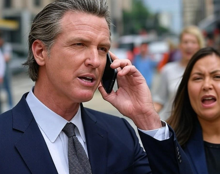 Gavin Newsom on Phone Blank Meme Template