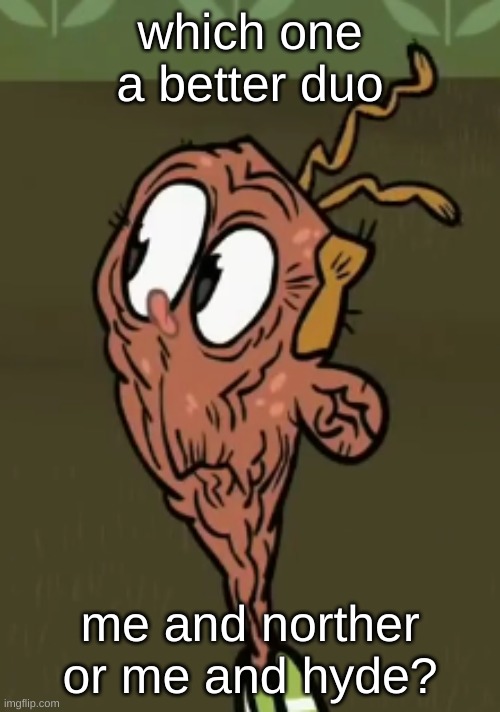 two shoes wild | which one a better duo; me and norther or me and hyde? | image tagged in two shoes wild | made w/ Imgflip meme maker