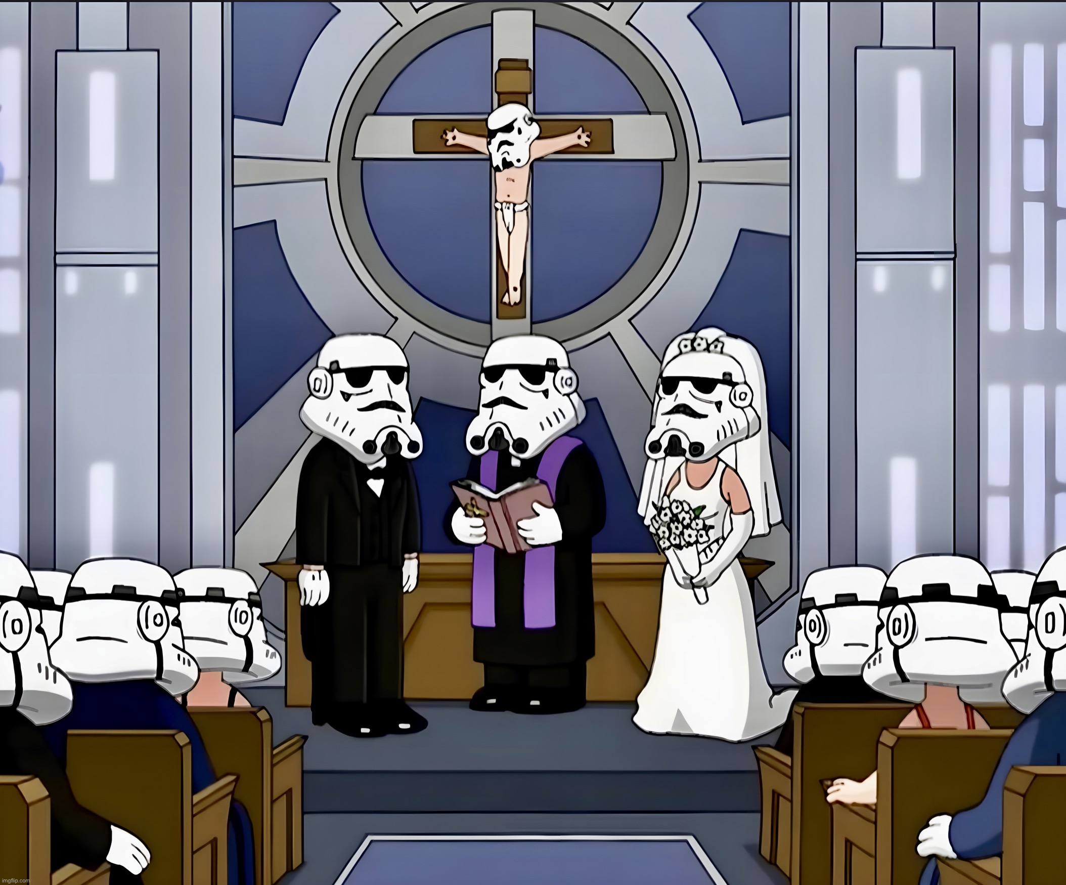 Death Star Destination Weddings | image tagged in star wars,stormtroopers,family guy,memes,template,wedding | made w/ Imgflip meme maker