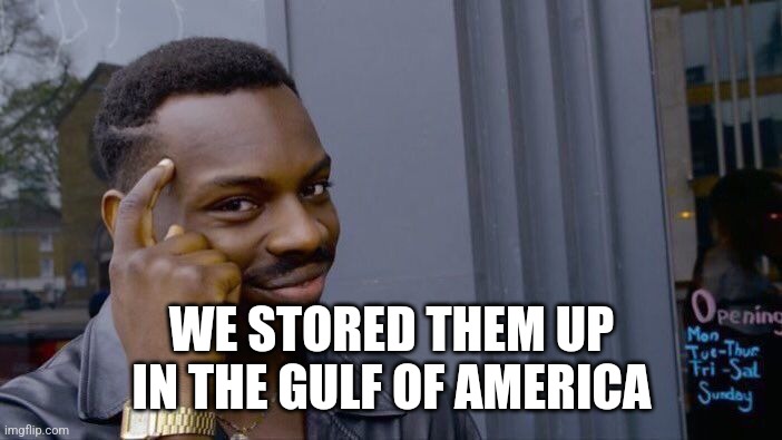 Roll Safe Think About It Meme | WE STORED THEM UP IN THE GULF OF AMERICA | image tagged in memes,roll safe think about it | made w/ Imgflip meme maker