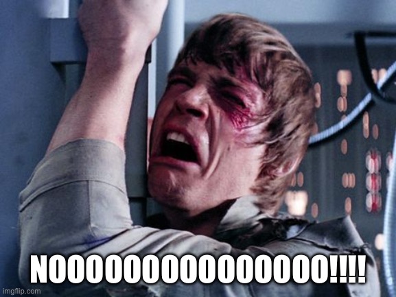 NOOOOOOOOOOOOOOO!!!! | image tagged in star wars sad | made w/ Imgflip meme maker