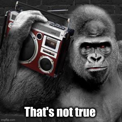 gorilla radio | That's not true | image tagged in gorilla radio | made w/ Imgflip meme maker