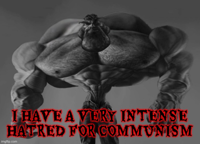 Having a very intense hatred for communism is very very gigachad | I HAVE A VERY INTENSE HATRED FOR COMMUNISM | image tagged in gigachad,anti communist | made w/ Imgflip meme maker