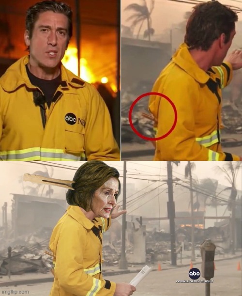 Guess Muir learned a trick from Ole Nanc | image tagged in david muir clothespin pelosi meme | made w/ Imgflip meme maker