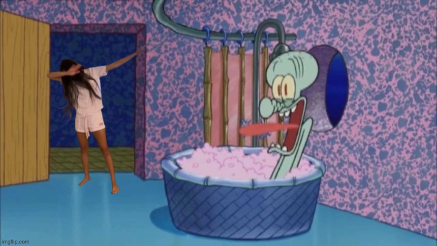 Jasmine Mir Drops By Squidward's House | image tagged in squidward,screaming,nickelodeon,spongebob,house,pretty girl | made w/ Imgflip meme maker