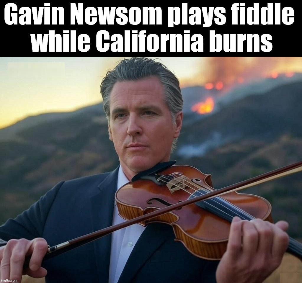 Well Nero did it too | Gavin Newsom plays fiddle 
while California burns | image tagged in politics,california fires,gavin newsom | made w/ Imgflip meme maker