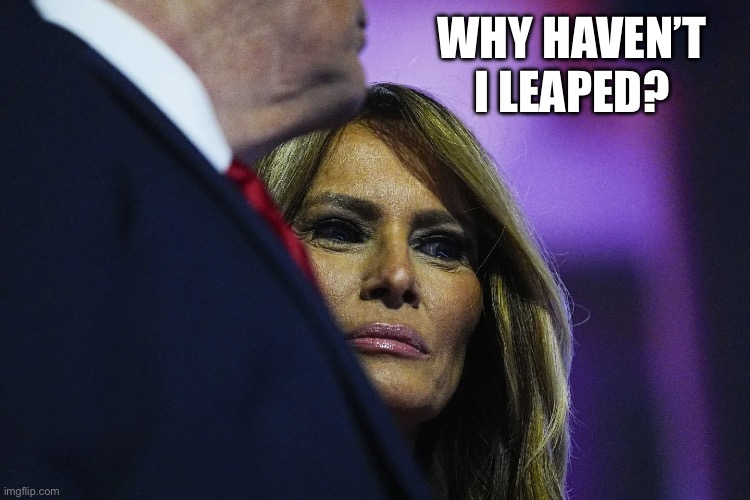 Quantum Trump | WHY HAVEN’T I LEAPED? | image tagged in melania trump,quantum leap | made w/ Imgflip meme maker