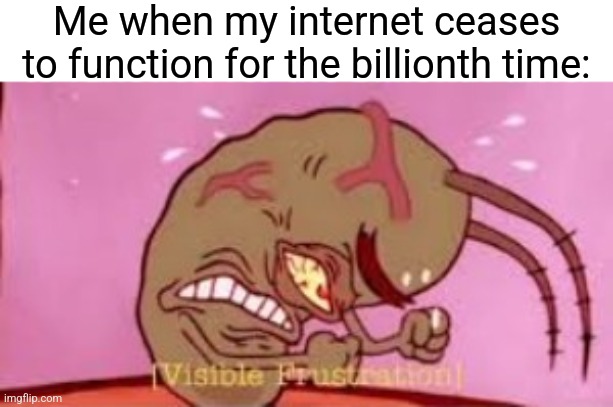 Visible Frustration | Me when my internet ceases to function for the billionth time: | image tagged in visible frustration | made w/ Imgflip meme maker