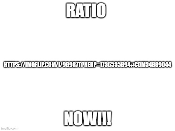 RATIO; HTTPS://IMGFLIP.COM/I/9G9R7T?NERP=1736535894#COM34889044; NOW!!! | image tagged in msmg | made w/ Imgflip meme maker