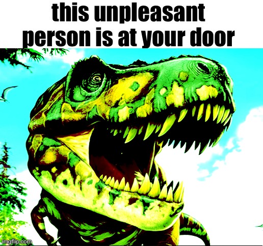 this unpleasant person is at your door | image tagged in this unpleasant person is at your door | made w/ Imgflip meme maker