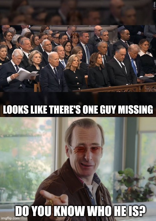 EVERYONE ELSE IS THERE | LOOKS LIKE THERE'S ONE GUY MISSING; DO YOU KNOW WHO HE IS? | image tagged in i think you should leave - diner wink,joe biden,jimmy carter,president trump,barack obama | made w/ Imgflip meme maker