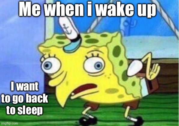 POV : me when I wake up | Me when i wake up; I want to go back to sleep | image tagged in memes,mocking spongebob | made w/ Imgflip meme maker