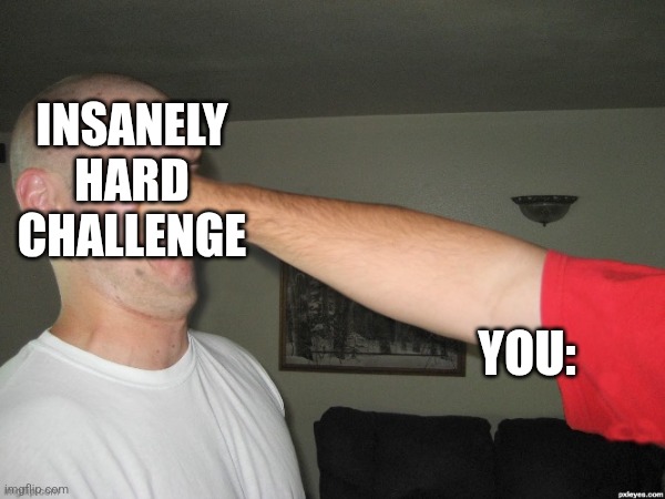 You after you beat an Insanely Hard Challenge | INSANELY HARD CHALLENGE; YOU: | image tagged in video games,gaming | made w/ Imgflip meme maker