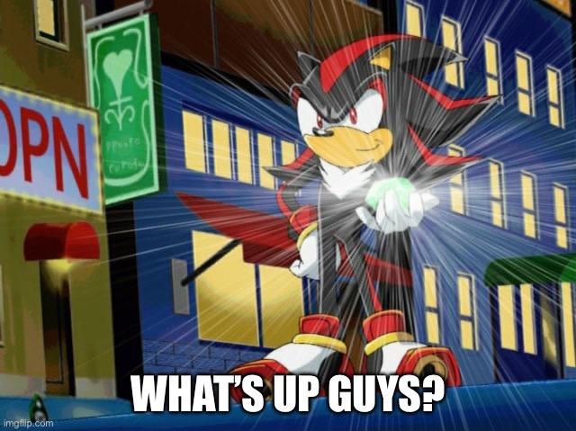 Shadow the Hedgehog makes Vegeta jealous | WHAT’S UP GUYS? | image tagged in shadow the hedgehog makes vegeta jealous | made w/ Imgflip meme maker