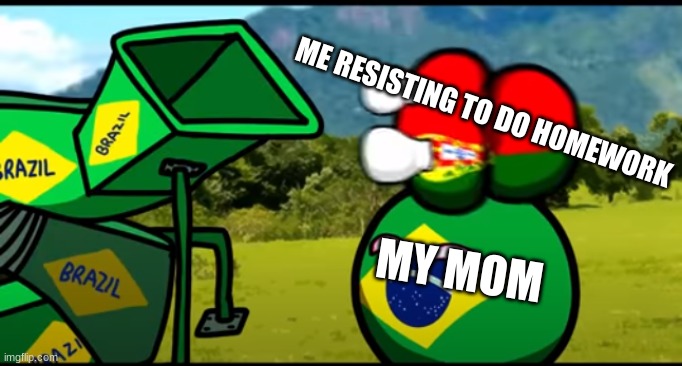 You're going to brazil | ME RESISTING TO DO HOMEWORK; MY MOM | image tagged in you're going to brazil | made w/ Imgflip meme maker