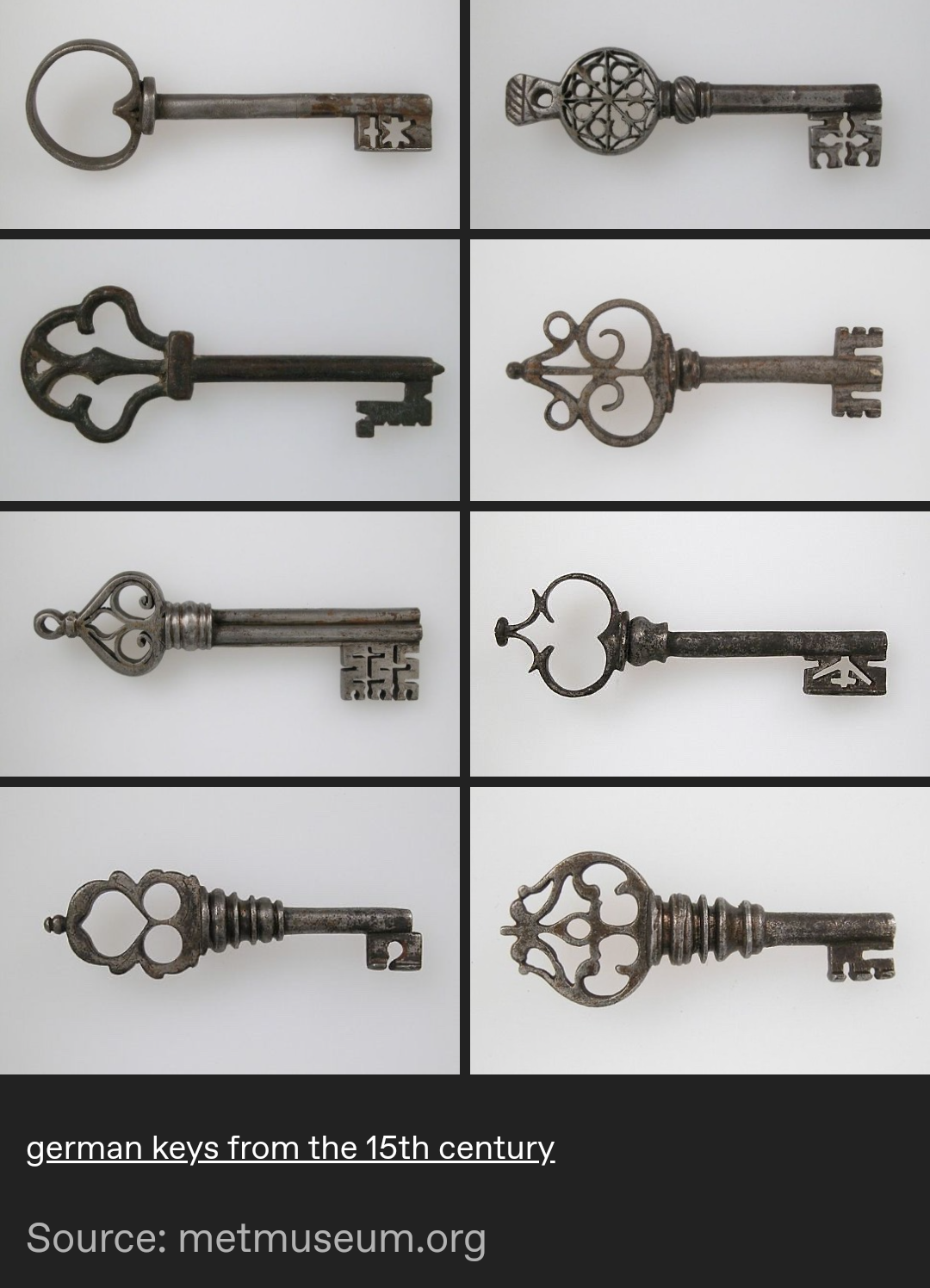 German 15th Century Keys. Courtesy of the Met Museum. Blank Meme Template