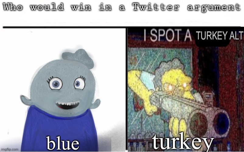 who’s better: person who censors swears or the average cod lobby? | turkey; blue | image tagged in pitting random mfs against each other | made w/ Imgflip meme maker