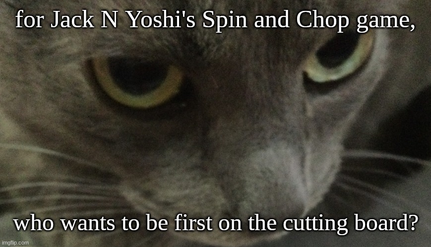 Sweetie | for Jack N Yoshi's Spin and Chop game, who wants to be first on the cutting board? | image tagged in sweetie | made w/ Imgflip meme maker