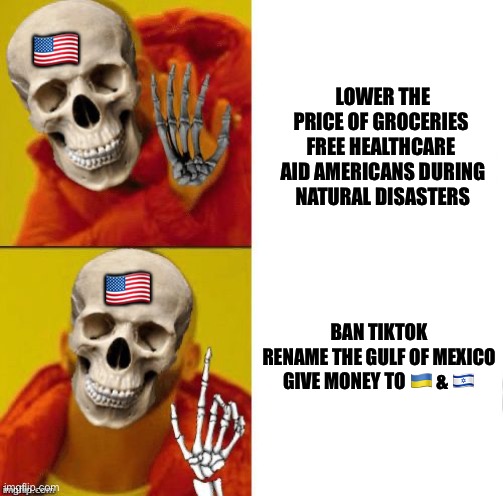 Spooky Drake | LOWER THE PRICE OF GROCERIES 

FREE HEALTHCARE 

AID AMERICANS DURING NATURAL DISASTERS; 🇺🇸; 🇺🇸; BAN TIKTOK 

RENAME THE GULF OF MEXICO 

GIVE MONEY TO 🇺🇦 & 🇮🇱 | image tagged in spooky drake,memes,united states,shitpost,relatable memes,lol | made w/ Imgflip meme maker