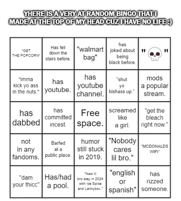 handunits very stupid bingo Blank Meme Template