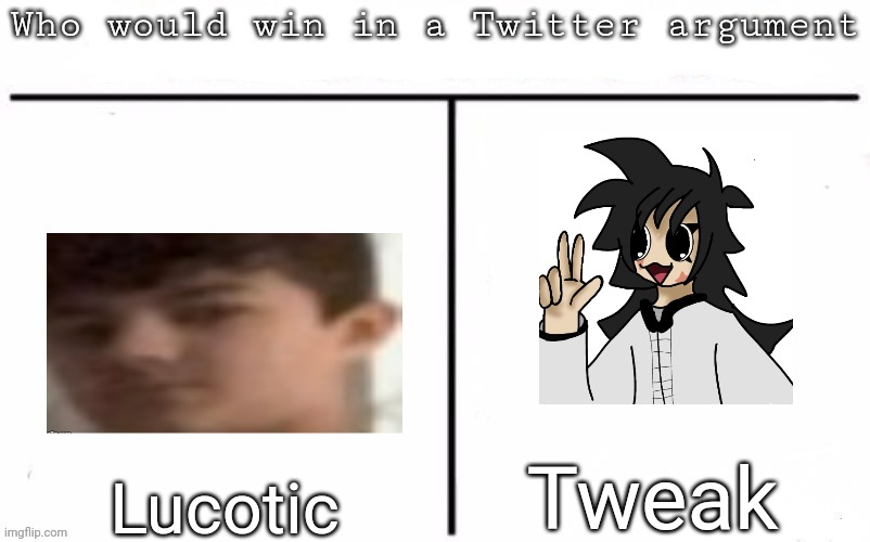 Pitting random mfs against each other | Tweak; Lucotic | image tagged in pitting random mfs against each other,msmg,memes | made w/ Imgflip meme maker